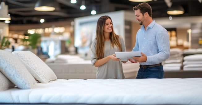 couple-hotel-room-with-bed-sign-that-says-be-good-choice