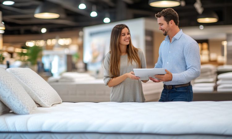 couple-hotel-room-with-bed-sign-that-says-be-good-choice